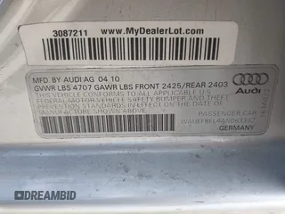 2010 Audi A4 z VIN WAUEFBFL4AN063332, wystawiony jako IAAI lot #41950185 z przebiegiem 132 635 mil mil oraz . Historia ofert i sprzedaży dostępna na DreamBid. Obrazek 9.