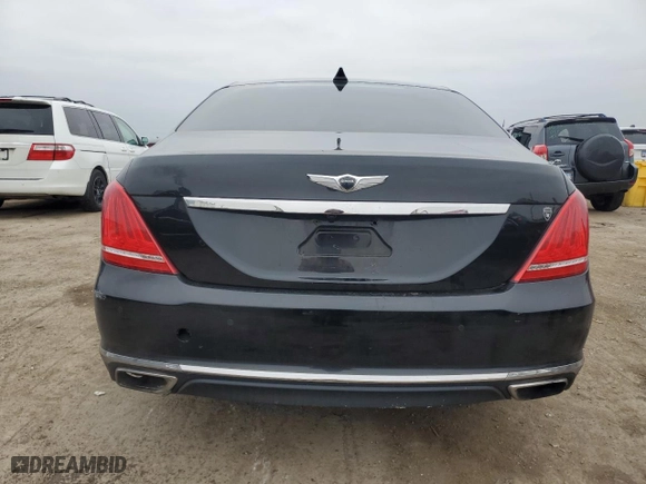 2017 Genesis G90 3.3T Premium with VIN KMHG34JA9HU025421, listed as a Copart auction lot 81075664 with 99,443 mi miles and Salvage Title. Bid and sale history available at carsss.com. Image 6.