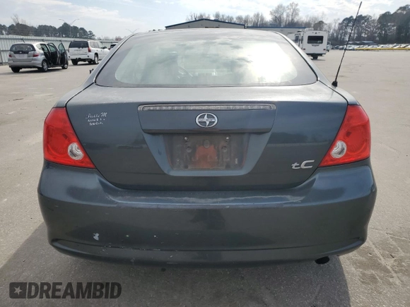 2005 Scion tC with VIN JTKDE177450057703, listed as a Copart auction lot 46842755 with 190,486 mi miles and Salvage Title. Bid and sale history available at carsss.com. Image 6.