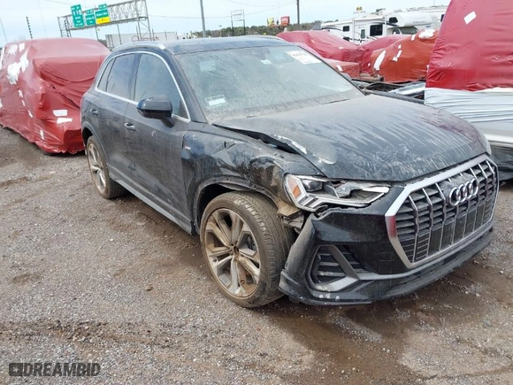 2021 Audi Q3 S line Premium Plus with VIN WA1EECF36M1035047, listed as a IAAI auction lot 41022721 with 55,634 mi miles. Bid and sale history available at carsss.com. Image 1.