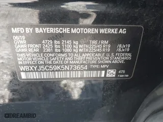 2019 BMW X2 xDrive28i with VIN WBXYJ5C59K5N73654, listed as a IAAI auction lot 41729862 with 66,600 mi miles. Bid and sale history available at carsss.com. Image 9.