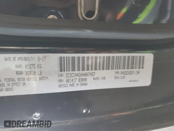 2017 Chrysler 300 Limited with VIN 2C3CCAAGXHH647457, listed as a Copart auction lot 88118275 with 66,880 mi miles and Salvage Title. Bid and sale history available at carsss.com. Image 14.