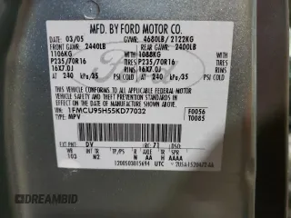 2005 Ford Escape Hybrid with VIN 1FMCU95H55KD77032, listed as a Copart auction lot 41877345 with 241,279 mi miles and Salvage title. Bid and sale history available at DreamBid. Image 13.