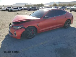 2019 Genesis G70 Advanced with VIN KMTG34LE5KU021265, listed as a Copart auction lot 48575855 with 52,650 mi miles and Salvage Title. Bid and sale history available at carsss.com. Image 1.