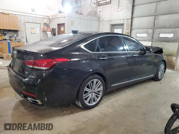 2018 Genesis G80 3.8L with VIN KMHGN4JE4JU238540, listed as a Copart auction lot 59391074 with 63,341 mi miles and Salvage Title. Bid and sale history available at carsss.com. Image 3.
