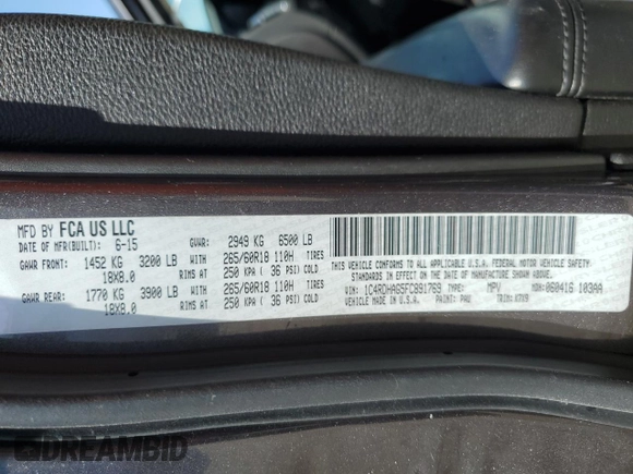 2015 Dodge Durango SXT z VIN 1C4RDHAG5FC891769, wystawiony jako Copart lot #56964965 z przebiegiem 171 314 mil mil oraz Szkoda całkowita • Salvage title. Historia ofert i sprzedaży dostępna na DreamBid. Obrazek 13.