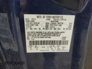 2011 Ford F-150 XL with VIN 1FTFX1ET8BFC87344, listed as a Copart auction lot 46576495 with 126,027 mi miles and Salvage Title. Bid and sale history available at carsss.com. Image 12.