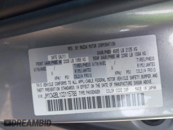 2012 Mazda 5 Sport with VIN JM1CW2BL1C0115788, listed as a IAAI auction lot 41770484 with 154,182 mi miles. Bid and sale history available at carsss.com. Image 9.