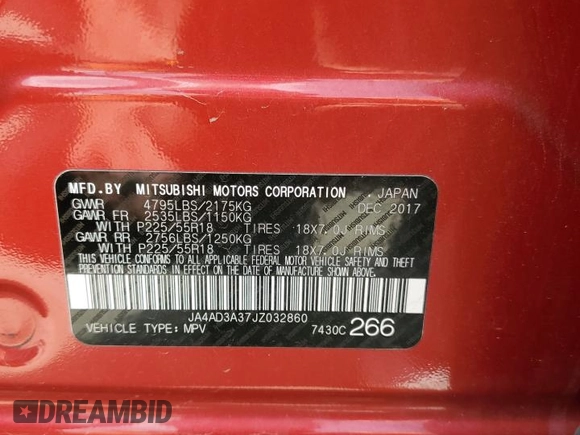 2018 Mitsubishi Outlander SE с VIN JA4AD3A37JZ032860, выставлен на аукционе Copart как лот 52560445 с пробегом 187 699 миль миль и На запчасти • Non repairable. История ставок и продаж доступна на DreamBid. Изображение 13.