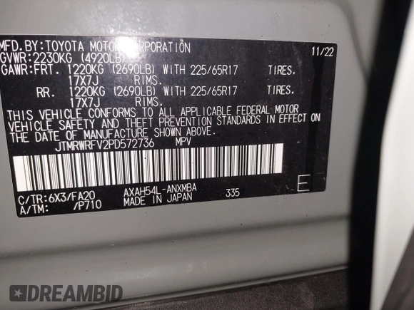 2023 Toyota RAV4 Hybrid XLE with VIN JTMRWRFV2PD572736, listed as a IAAI auction lot 41836740 with 29,519 mi miles. Bid and sale history available at carsss.com. Image 9.