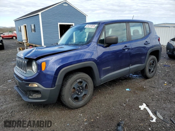 2017 Jeep Renegade Sport with VIN ZACCJBAB7HPE44925, listed as a Copart auction lot 51217075 with 56,505 mi miles and Salvage Title. Bid and sale history available at carsss.com. Image 1.