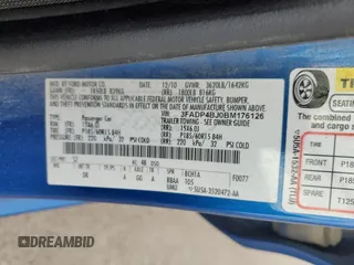 2011 Ford Fiesta SE with VIN 3FADP4BJ0BM176126, listed as a Copart auction lot 54799205 with 110,609 mi miles and Clean Title. Bid and sale history available at DreamBid. Image 12.