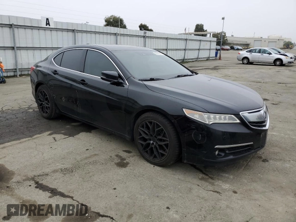 2015 Acura TLX V6 Advance with VIN 19UUB2F7XFA004587, listed as a Copart auction lot 86142474 with 0 mi miles and Salvage Title. Bid and sale history available at carsss.com. Image 4.