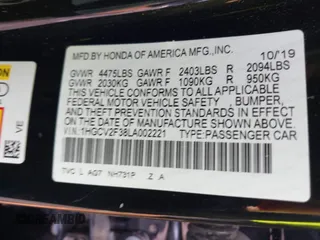 2020 Honda Accord Sport with VIN 1HGCV2F38LA002221, listed as a IAAI auction lot 42467648 with 70,638 mi miles and . Bid and sale history available at DreamBid. Image 9.
