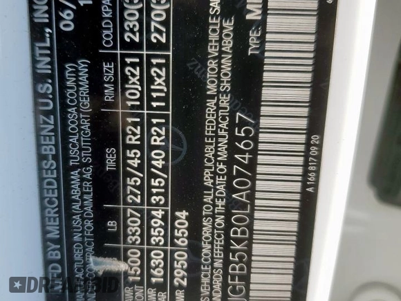 2020 Mercedes-Benz GLE 450 z VIN 4JGFB5KB0LA074657, wystawiony jako Copart lot #55650575 z przebiegiem 42 979 mil mil oraz Szkoda całkowita • Salvage title. Historia ofert i sprzedaży dostępna na DreamBid. Obrazek 13.