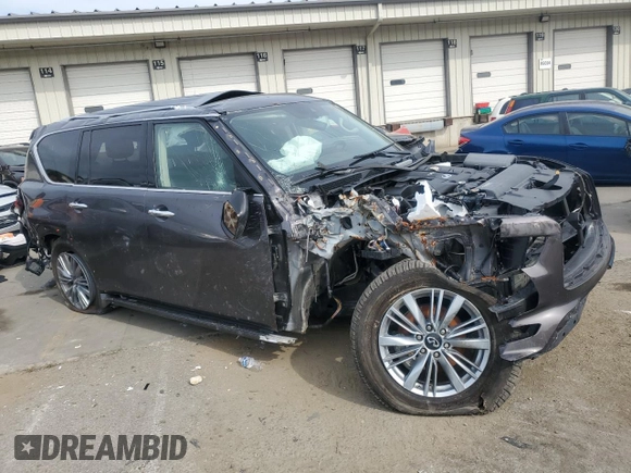 2024 Infiniti QX80 LUXE with VIN JN8AZ2AF9R9765097, listed as a Copart auction lot 70143504 with 15,085 mi miles and Non Repairable. Bid and sale history available at carsss.com. Image 4.