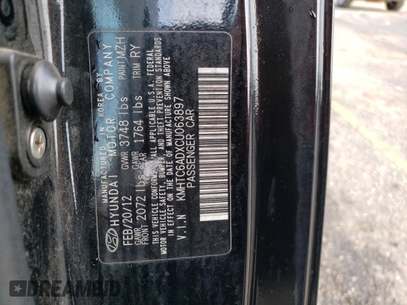 2012 Hyundai Veloster w/Red Int with VIN KMHTC6ADXCU063897, listed as a Copart auction lot 82100474 with 191,493 mi miles and Salvage title. Bid and sale history available at DreamBid. Image 13.