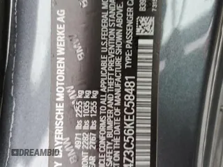 2019 BMW 4 Series 430i xDrive with VIN WBA4Z3C56KEC58481, listed as a Copart auction lot 55330405 with 57,617 mi miles and Salvage title. Bid and sale history available at DreamBid. Image 12.