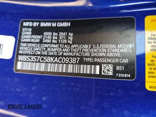 2019 BMW M4 CS with VIN WBS3S7C58KAC09387, listed as a Copart auction lot 73775254 with 27,185 mi miles and Salvage Title. Bid and sale history available at carsss.com. Image 14.