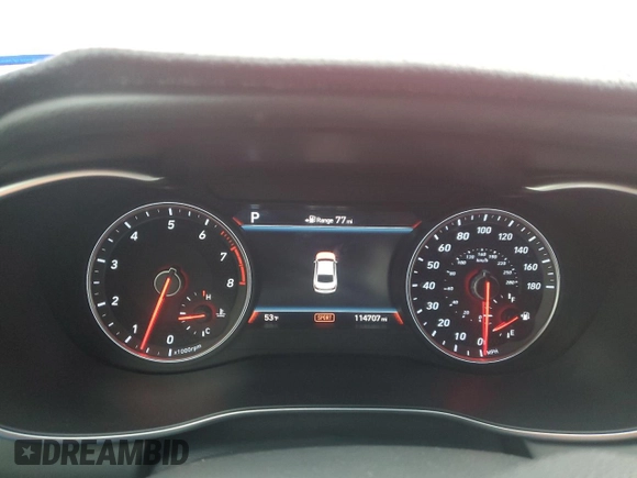 2019 Genesis G70 Advanced with VIN KMTG34LE2KU017271, listed as a Copart auction lot 45771455 with 114,707 mi miles and Salvage title. Bid and sale history available at DreamBid. Image 9.