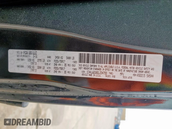 2016 Jeep Wrangler Unlimited Sport with VIN 1C4HJWDG8GL234793, listed as a Copart auction lot 55090035 with 115,049 mi miles and Salvage Title. Bid and sale history available at DreamBid. Image 13.