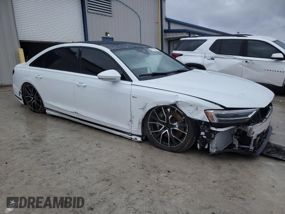 2021 Audi A8 with VIN WAU8DAF87MN011853, listed as a Copart auction lot 47758395 with 63,217 mi miles and Salvage Title. Bid and sale history available at carsss.com. Image 4.