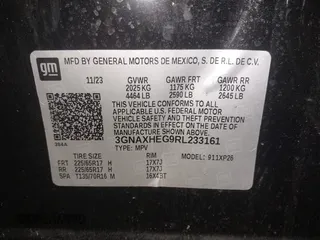 2024 Chevrolet Equinox LS with VIN 3GNAXHEG9RL233161, listed as a IAAI auction lot 41622254 with 16,959 mi miles and . Bid and sale history available at DreamBid. Image 9.