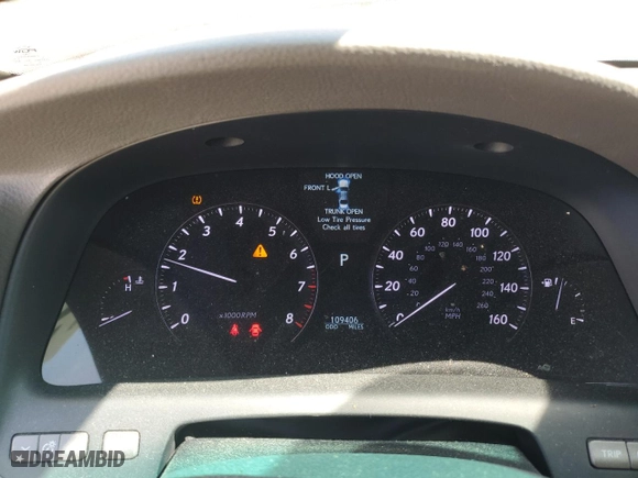 2007 Lexus LS 460 with VIN JTHBL46F075042649, listed as a Copart auction lot 50012175 with 109,406 mi miles and Salvage Title. Bid and sale history available at carsss.com. Image 9.