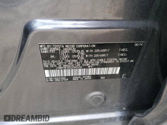 2014 Toyota RAV4 XLE with VIN JTMRFREV0ED085534, listed as a Copart auction lot 49897675 with 131,776 mi miles and Salvage Title. Bid and sale history available at carsss.com. Image 12.
