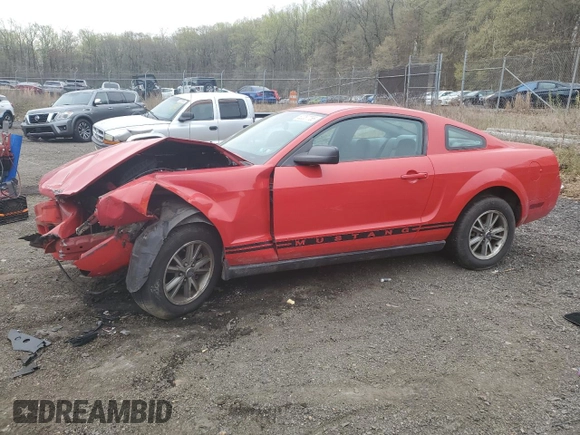 2005 Ford Mustang Deluxe with VIN 1ZVFT80N855115559, listed as a Copart auction lot 52287755 with 0 mi miles and Salvage Title. Bid and sale history available at carsss.com. Image 1.