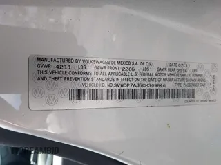 2012 Volkswagen Jetta SE с VIN 3VWDP7AJ5CM309846, выставлен на аукционе IAAI как лот 41795013 с пробегом 104 549 миль миль и . История ставок и продаж доступна на DreamBid. Изображение 9.