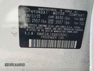 2016 Hyundai Sonata Hybrid SE with VIN KMHE24L1XGA016041, listed as a Copart auction lot 48023103 with 72,307 mi miles. Bid and sale history available at carsss.com. Image 15.