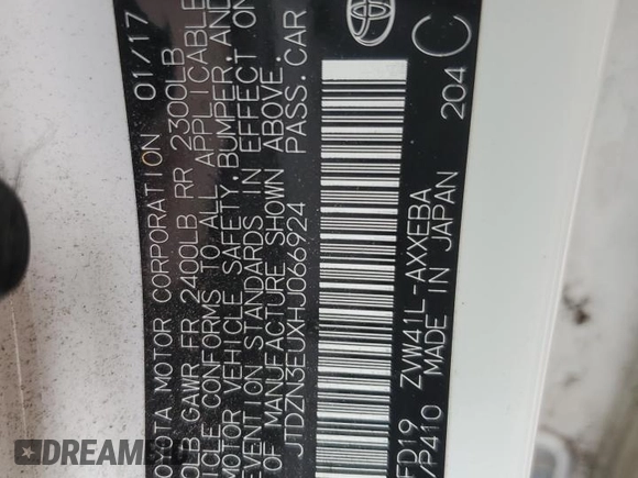 2017 Toyota Prius Two z VIN JTDZN3EUXHJ066924, wystawiony jako Copart lot #55117985 z przebiegiem 106 514 mil mil oraz Szkoda całkowita • Salvage title. Historia ofert i sprzedaży dostępna na DreamBid. Obrazek 12.