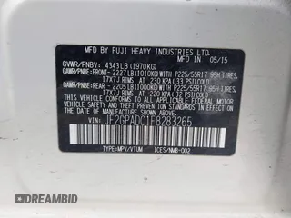 2015 Subaru Crosstrek Premium с VIN JF2GPADC1F8283265, выставлен на аукционе IAAI как лот 41943056 с пробегом 185 852 миль миль и . История ставок и продаж доступна на DreamBid. Изображение 9.