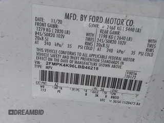 2020 Ford Edge Titanium z VIN 2FMPK4K96LBB46218, wystawiony jako IAAI lot #42750160 z przebiegiem 56 720 mil mil oraz . Historia ofert i sprzedaży dostępna na DreamBid. Obrazek 9.
