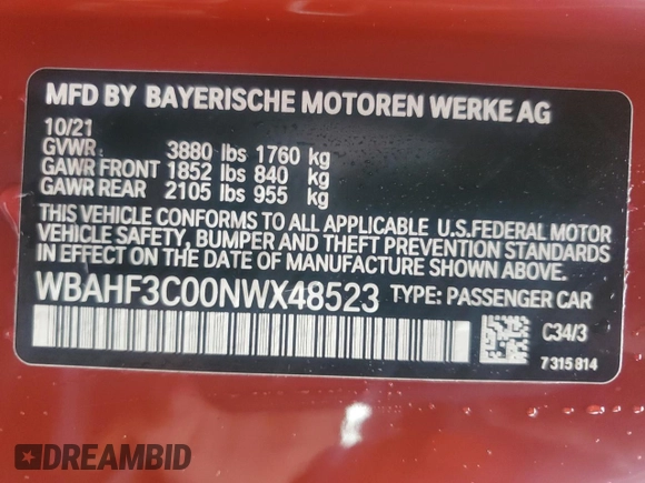 2022 BMW Z4 sDrive30i z VIN WBAHF3C00NWX48523, wystawiony jako Copart lot #40779684 z przebiegiem 17 404 mil mil oraz . Historia ofert i sprzedaży dostępna na DreamBid. Obrazek 12.