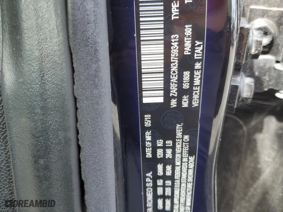 2018 Alfa Romeo Giulia Ti with VIN ZARFAECN3J7593413, listed as a Copart auction lot 46818205 with 110,959 mi miles and Salvage Title. Bid and sale history available at carsss.com. Image 12.