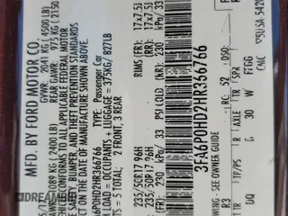 2017 Ford Fusion SE with VIN 3FA6P0HD2HR366766, listed as a Copart auction lot 52972755 with Not Provided miles and Salvage Title. Bid and sale history available at DreamBid. Image 12.