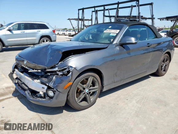 2017 BMW 2 Series 230i z VIN WBA2K9C34HV950516, wystawiony jako Copart lot #60607725 z przebiegiem 50 462 mil mil oraz Szkoda całkowita • Salvage title. Historia ofert i sprzedaży dostępna na DreamBid. Obrazek 1.