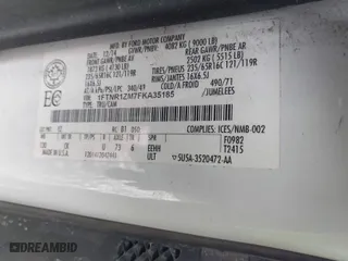 2015 Ford Transit Cargo Van with VIN 1FTNR1ZM7FKA35185, listed as a IAAI auction lot 41621539 with 198,015 mi miles. Bid and sale history available at carsss.com. Image 9.