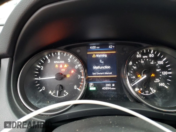2020 Nissan Rogue SV with VIN JN8AT2MT4LW037909, listed as a Copart auction lot 42074155 with 40,894 mi miles and Non Repairable. Bid and sale history available at carsss.com. Image 9.