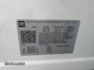 2021 Chevrolet Equinox Premier with VIN 3GNAXXEV8MS181822, listed as a Copart auction lot 84245104 with 24,642 mi miles and Non repairable. Bid and sale history available at DreamBid. Image 16.