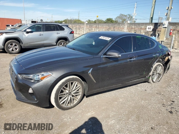 2021 Genesis G70 2.0T with VIN KMTG64LA0MU074883, listed as a Copart auction lot 42581875 with 30,885 mi miles and Non Repairable. Bid and sale history available at carsss.com. Image 1.