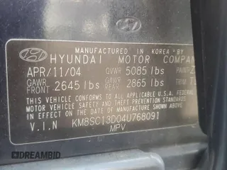 2004 Hyundai Santa Fe GLS with VIN KM8SC13D04U768091, listed as a Copart auction lot 60824345 with 119,571 mi miles and Salvage title. Bid and sale history available at DreamBid. Image 14.