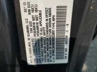 2013 Honda Odyssey Touring with VIN 5FNRL5H98DB053891, listed as a Copart auction lot 59592425 with 174,773 mi miles and Clean title. Bid and sale history available at DreamBid. Image 13.