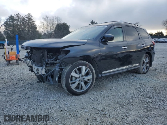 2016 Nissan Pathfinder Platinum with VIN 5N1AR2MN2GC644860, listed as a Copart auction lot 80128544 with 110,940 mi miles and Salvage Title. Bid and sale history available at carsss.com. Image 1.