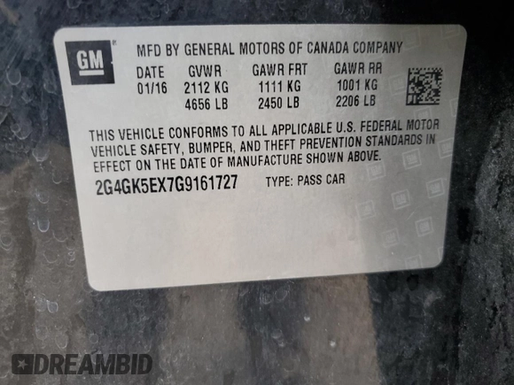 2016 Buick Regal with VIN 2G4GK5EX7G9161727, listed as a Copart auction lot 43377815 with 110,447 mi miles and Salvage title. Bid and sale history available at DreamBid. Image 15.