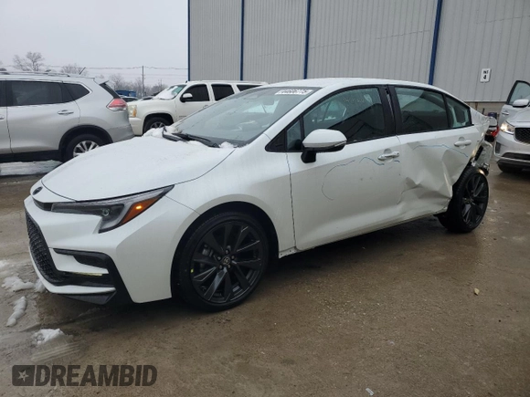 2025 Toyota Corolla SE with VIN 5YFS4MCE7SP226427, listed as a Copart auction lot 44606775 with 202 mi miles and Salvage Title. Bid and sale history available at carsss.com. Image 1.