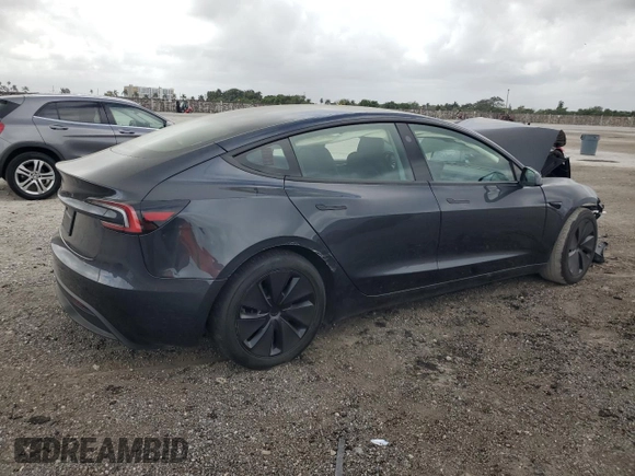 2024 Tesla Model 3 with VIN 5YJ3E1EA5RF742432, listed as a Copart auction lot 47646525 with 3,792 mi miles and Non Repairable. Bid and sale history available at DreamBid. Image 3.
