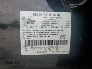 2022 Ford Explorer ST-Line with VIN 1FMSK7KH3NGC30740, listed as a Copart auction lot 54407905 with 46,569 mi miles and Salvage title. Bid and sale history available at DreamBid. Image 13.
